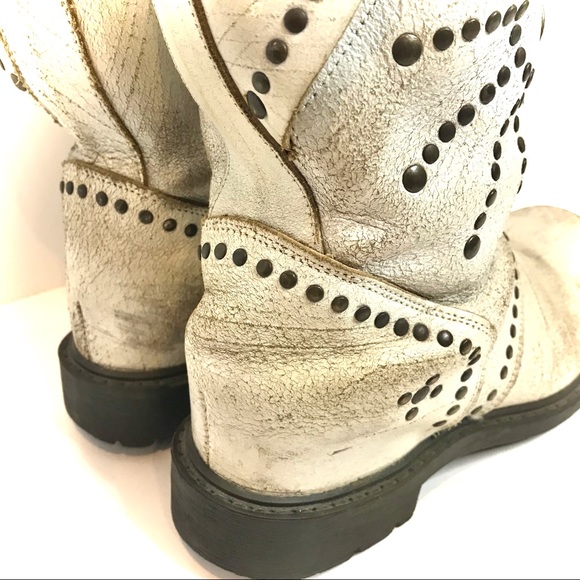 ASH Studded Boots Buckle Strap Distressed Engineer - Picture 5 of 15